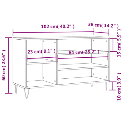 Shoe Cabinet Concrete Grey 102x36x60 cm Engineered Wood