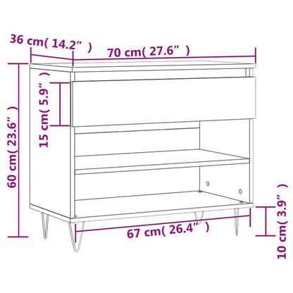 Shoe Cabinet Smoked Oak 70x36x60 cm Engineered Wood
