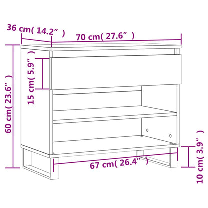 Shoe Cabinet Smoked Oak 70x36x60 cm Engineered Wood