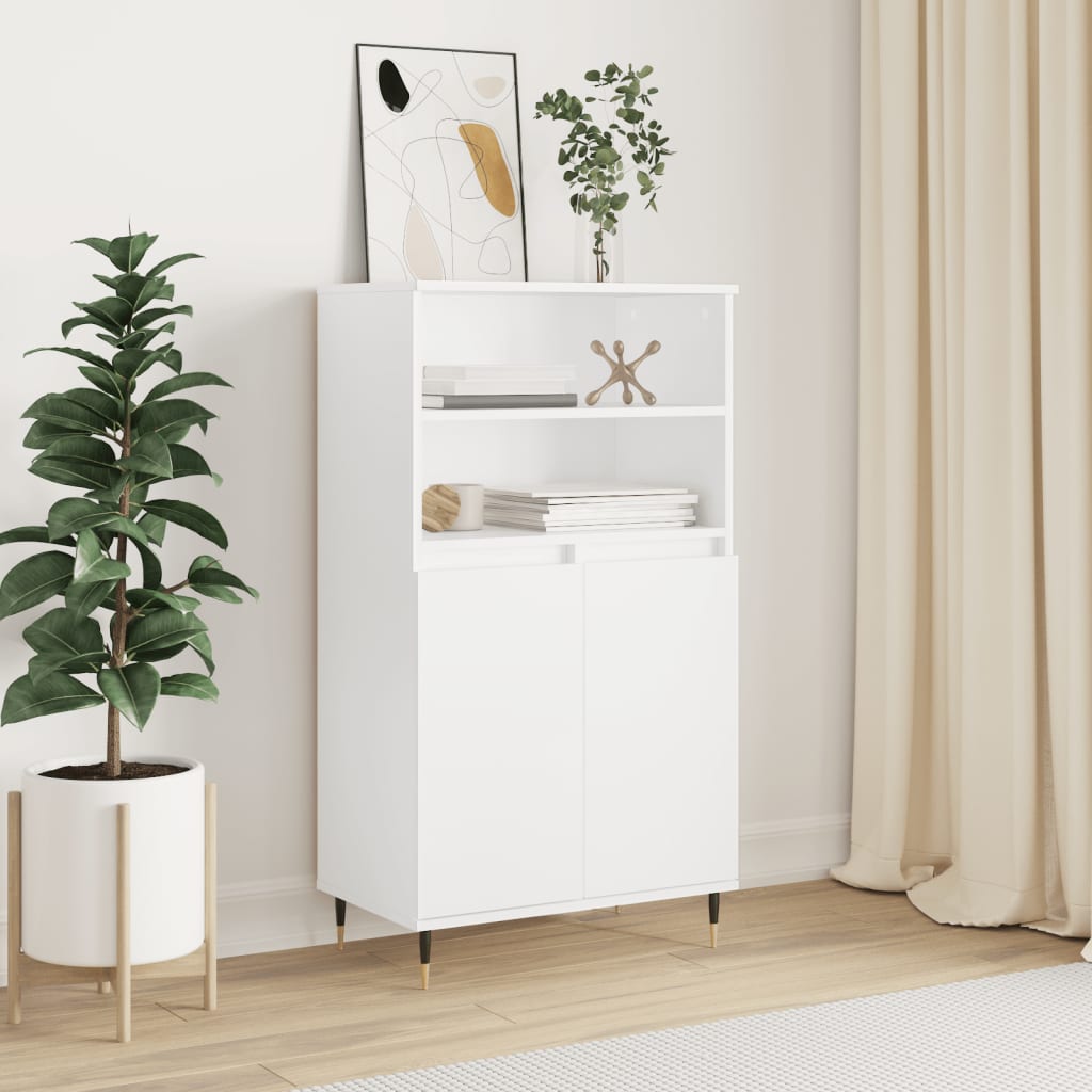 Highboard White 60x36x110 cm Engineered Wood