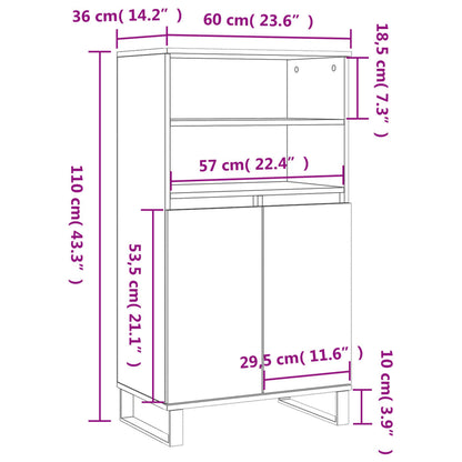 Highboard Concrete Grey 60x36x110 cm Engineered Wood