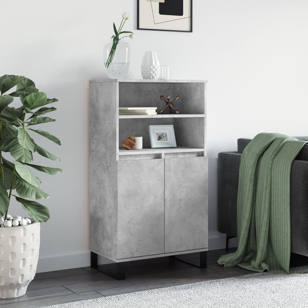 Highboard Concrete Grey 60x36x110 cm Engineered Wood