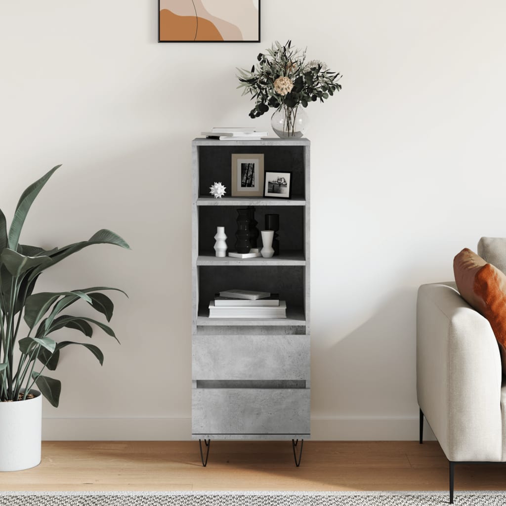 Highboard Concrete Grey 40x36x110 cm Engineered Wood