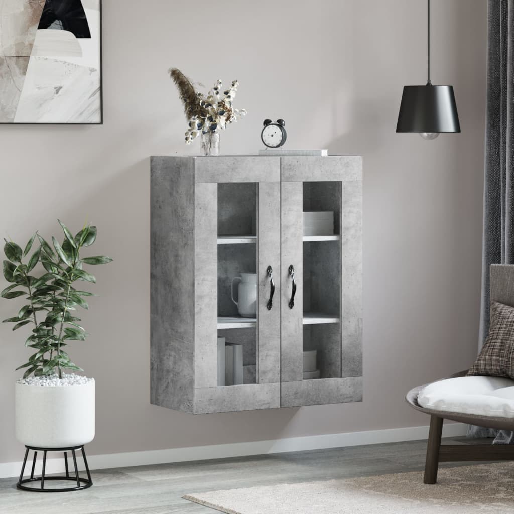 Wall Mounted Cabinet Concrete Grey 69.5x34x90cm Engineered Wood