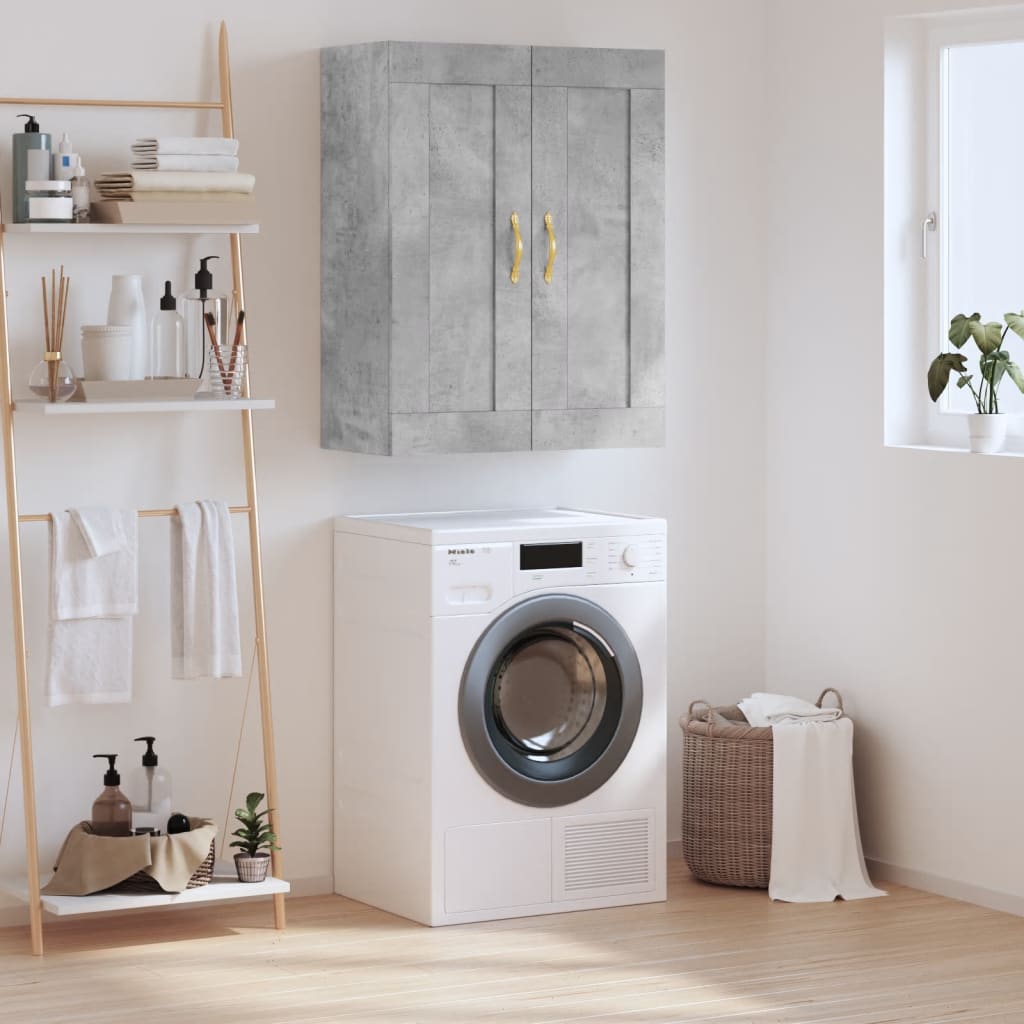 Wall Mounted Cabinet Concrete Grey 69.5x34x90cm Engineered Wood