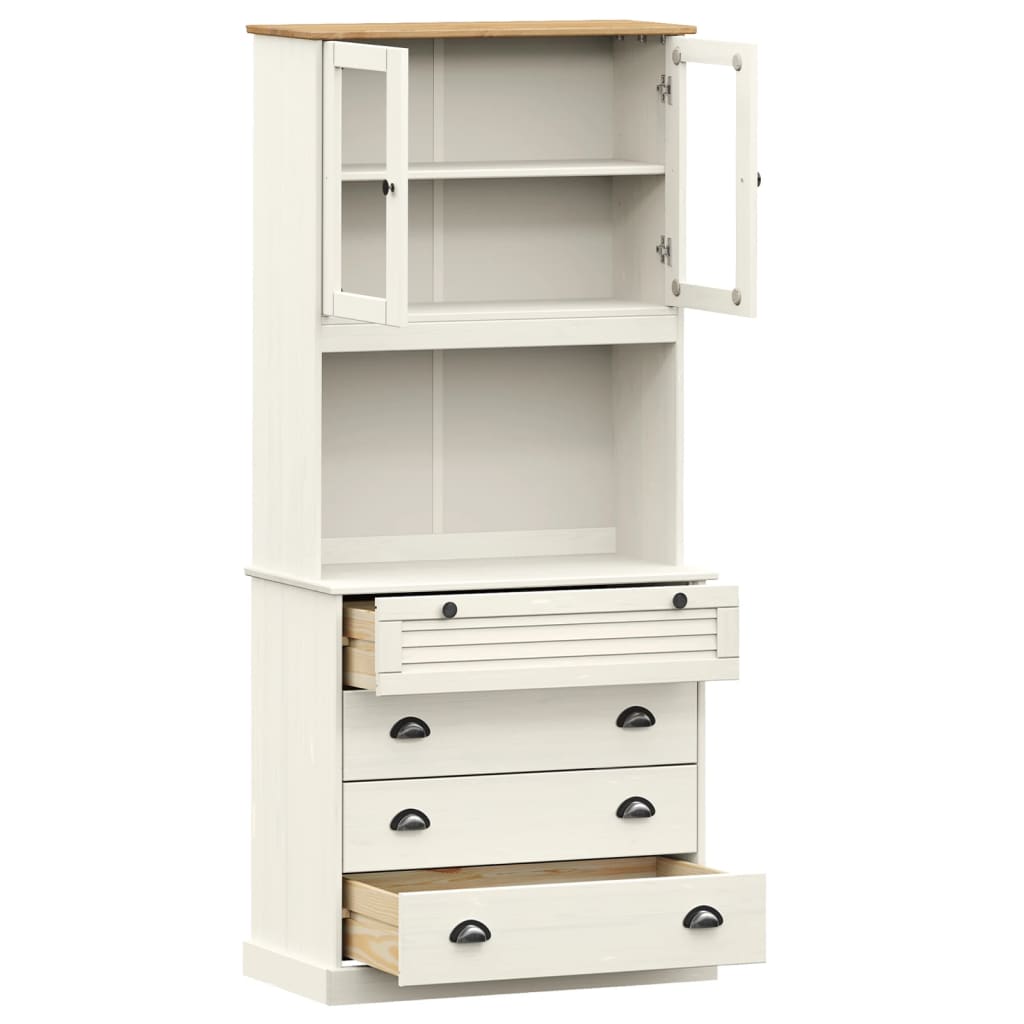Highboard VIGO White 80x40x176 cm Solid Wood Pine