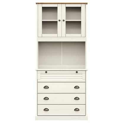 Highboard VIGO White 80x40x176 cm Solid Wood Pine