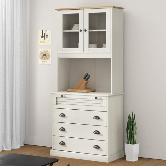 Highboard "VIGO" White 80x40x176 cm Solid Wood Pine