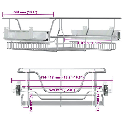 Pull-Out Wire Baskets 2 pcs Silver 45 cm