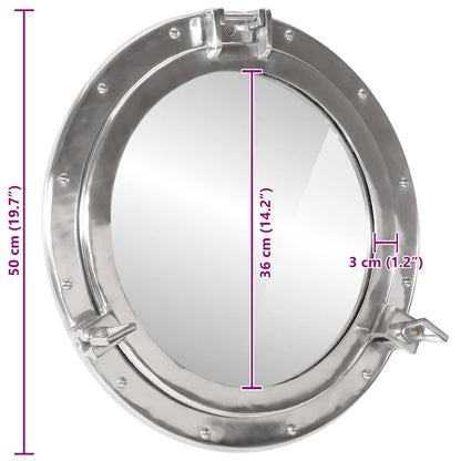  Porthole Mirror Wall Hanging Ø50 cm Aluminium and Glass