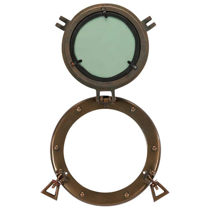  Porthole Mirror Wall Hanging Ø23 cm Aluminium and Glass
