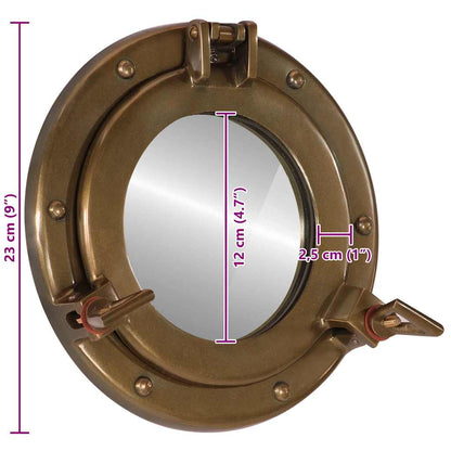  Porthole Mirror Wall Hanging Ø23 cm Aluminium and Glass