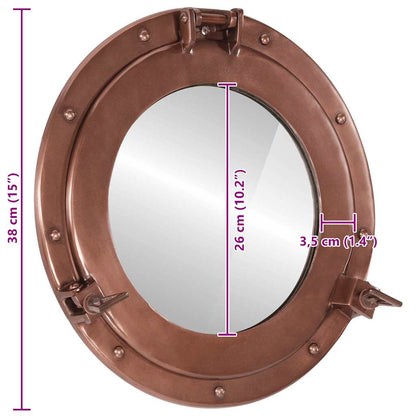  Porthole Mirror Wall Hanging Ø38 cm Aluminium and Glass