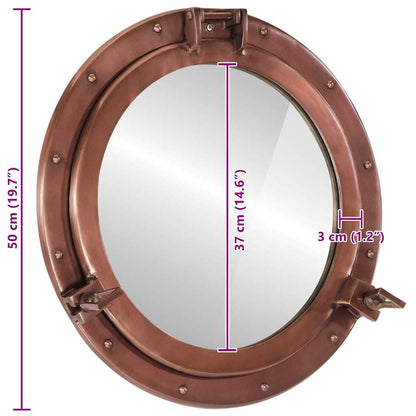  Porthole Mirror Wall Hanging Ø50 cm Aluminium and Glass