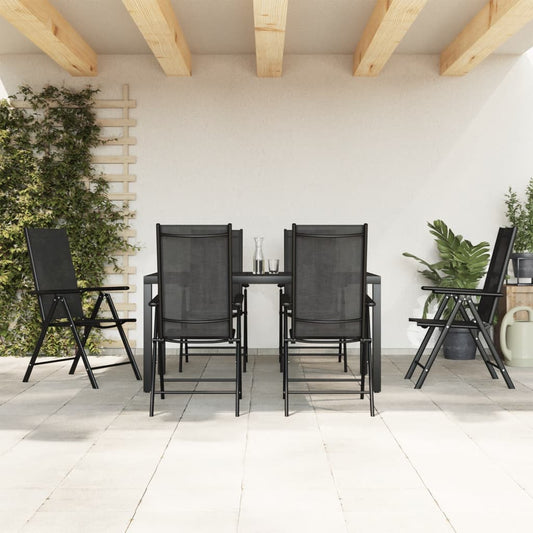 Garden Dining Set | Black | Powder-coated aluminium, WPC, Textilene