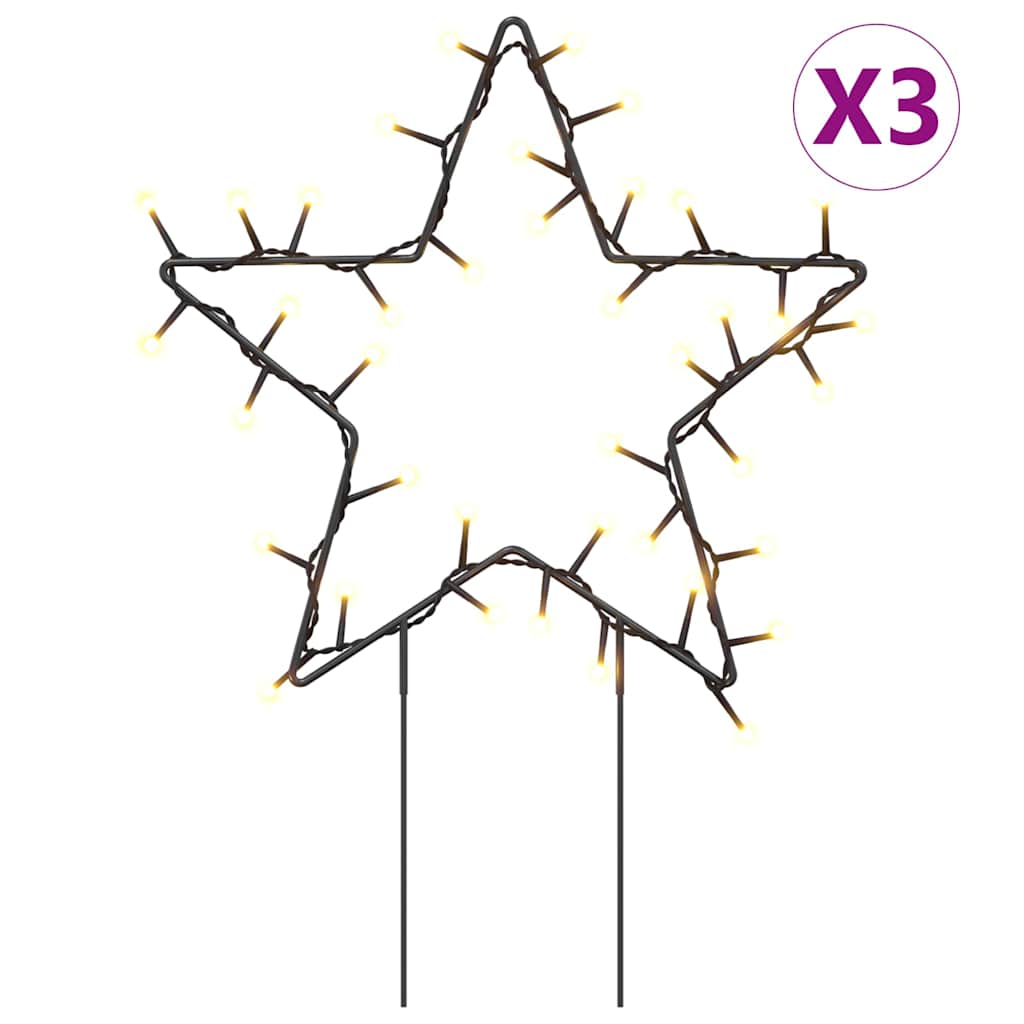 Christmas Light Decorations with Spikes 3 pcs Star 50 LEDs 29 cm
