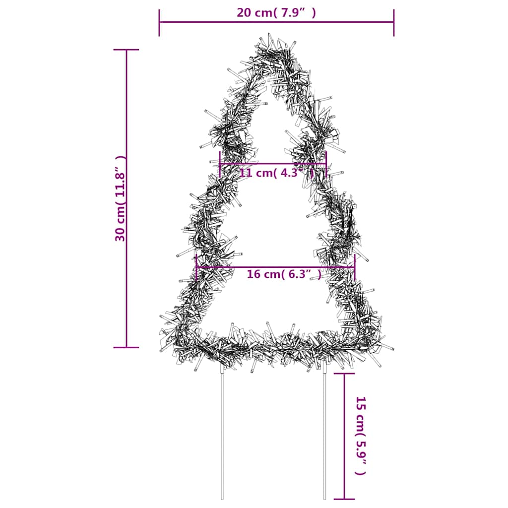 Christmas Light Decorations with Spikes 3 pcs Tree 50 LEDs 30 cm