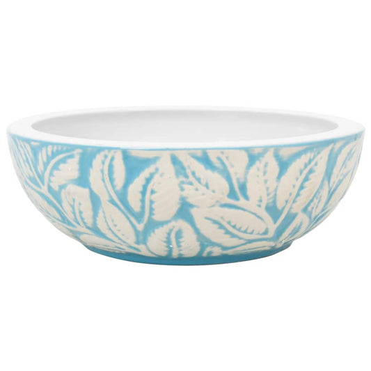 Countertop Basin White and Blue Round Φ41x14 cm Ceramic