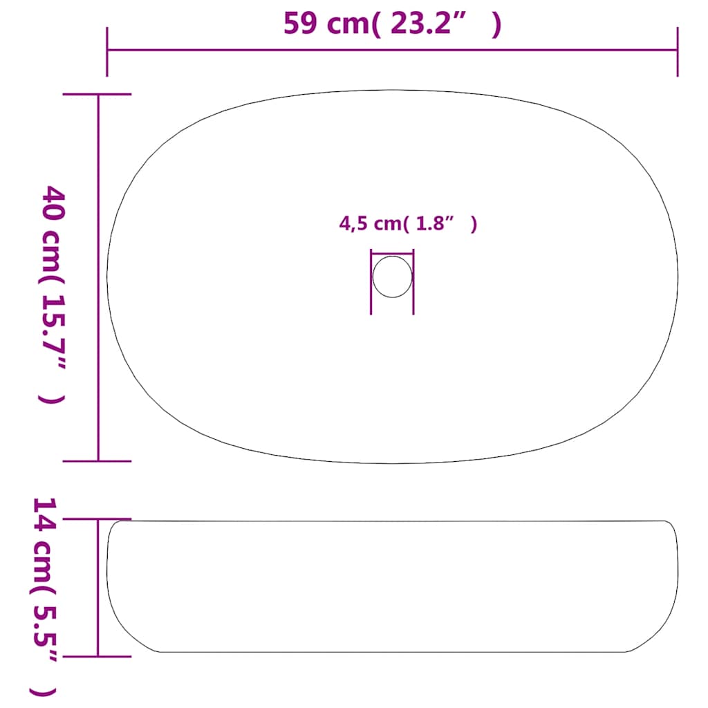 Countertop Basin Black and Blue Oval 59x40x14 cm Ceramic