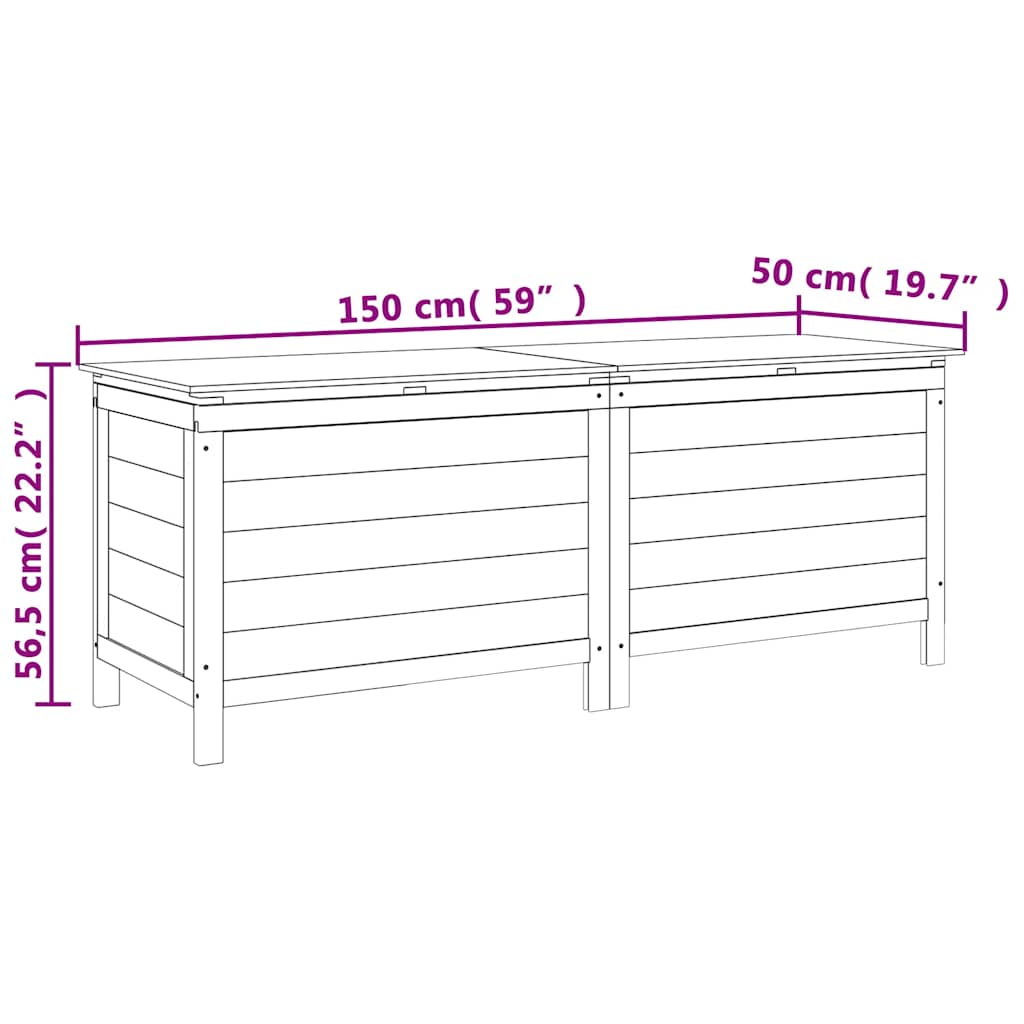 Garden Storage Box 150x50x56.5 cm Solid Wood Fir