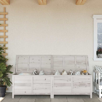 Garden Storage Box White 198,5x50x56,5 cm Solid Wood Fir