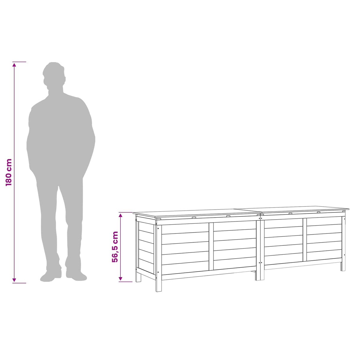 Garden Storage Box White 198,5x50x56,5 cm Solid Wood Fir