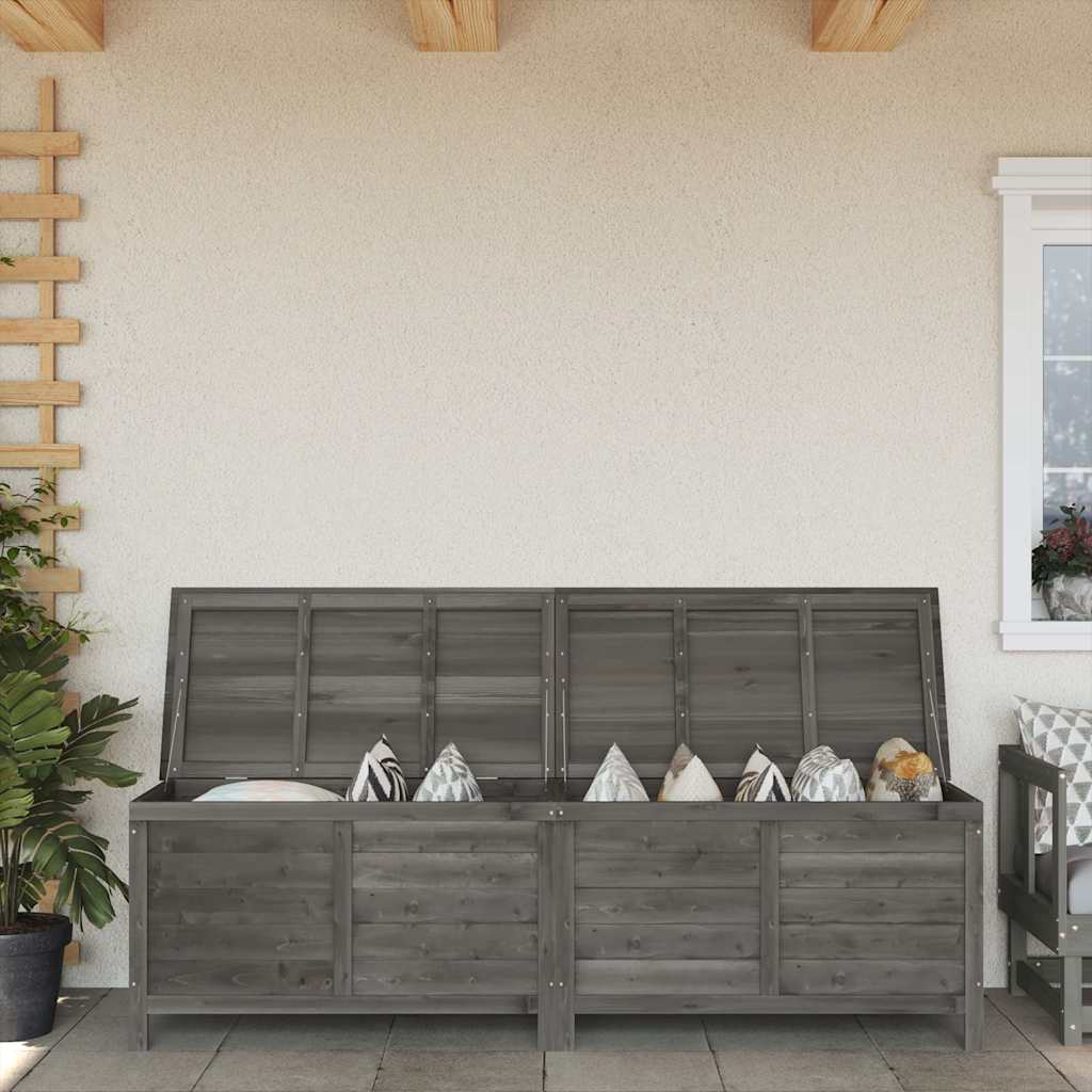 Garden Storage Box Anthracite 198,5x50x56,5 cm Solid Wood Fir