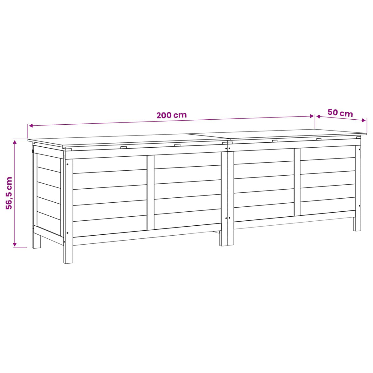 Garden Storage Box Anthracite 198,5x50x56,5 cm Solid Wood Fir