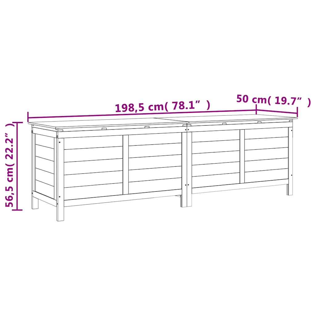 Garden Storage Box Brown 198.5x50x56.5 cm Solid Wood Fir