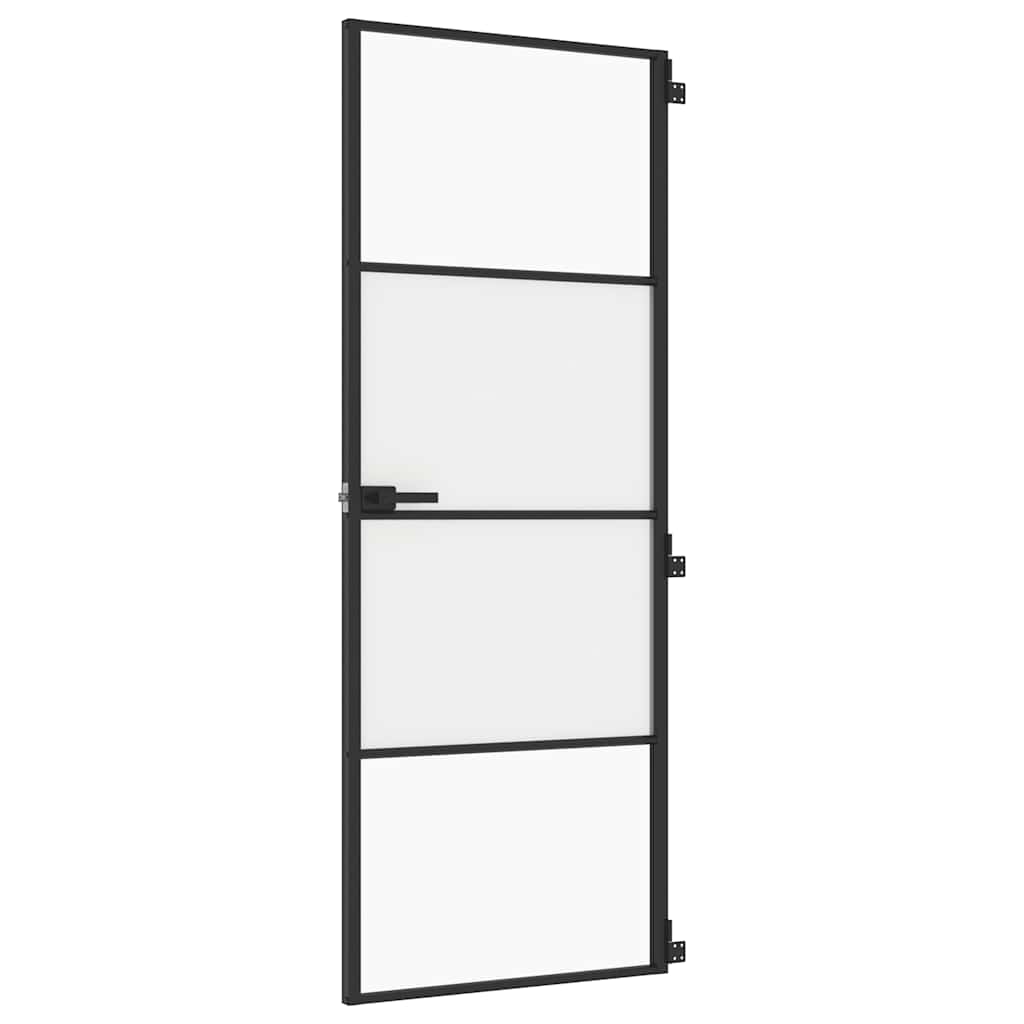 Interior Door Slim Black 76x201,5 cm Tempered Glass and Aluminium