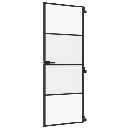 Interior Door Slim Black 76x201,5 cm Tempered Glass and Aluminium