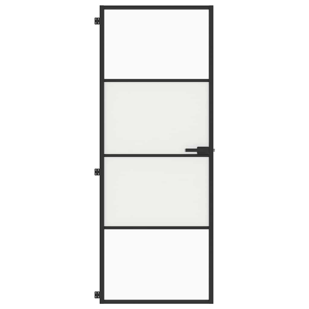 Interior Door Slim Black 76x201,5 cm Tempered Glass and Aluminium