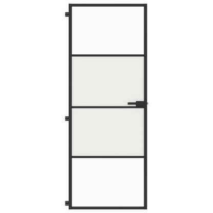 Interior Door Slim Black 76x201,5 cm Tempered Glass and Aluminium