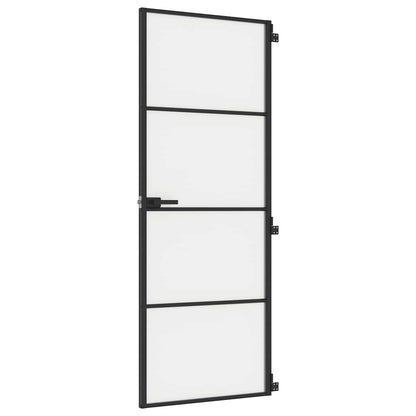 Interior Door Slim Black 76x201.5 cm Tempered Glass and Aluminium