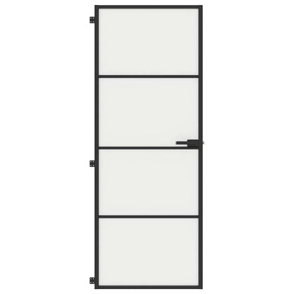 Interior Door Slim Black 76x201.5 cm Tempered Glass and Aluminium