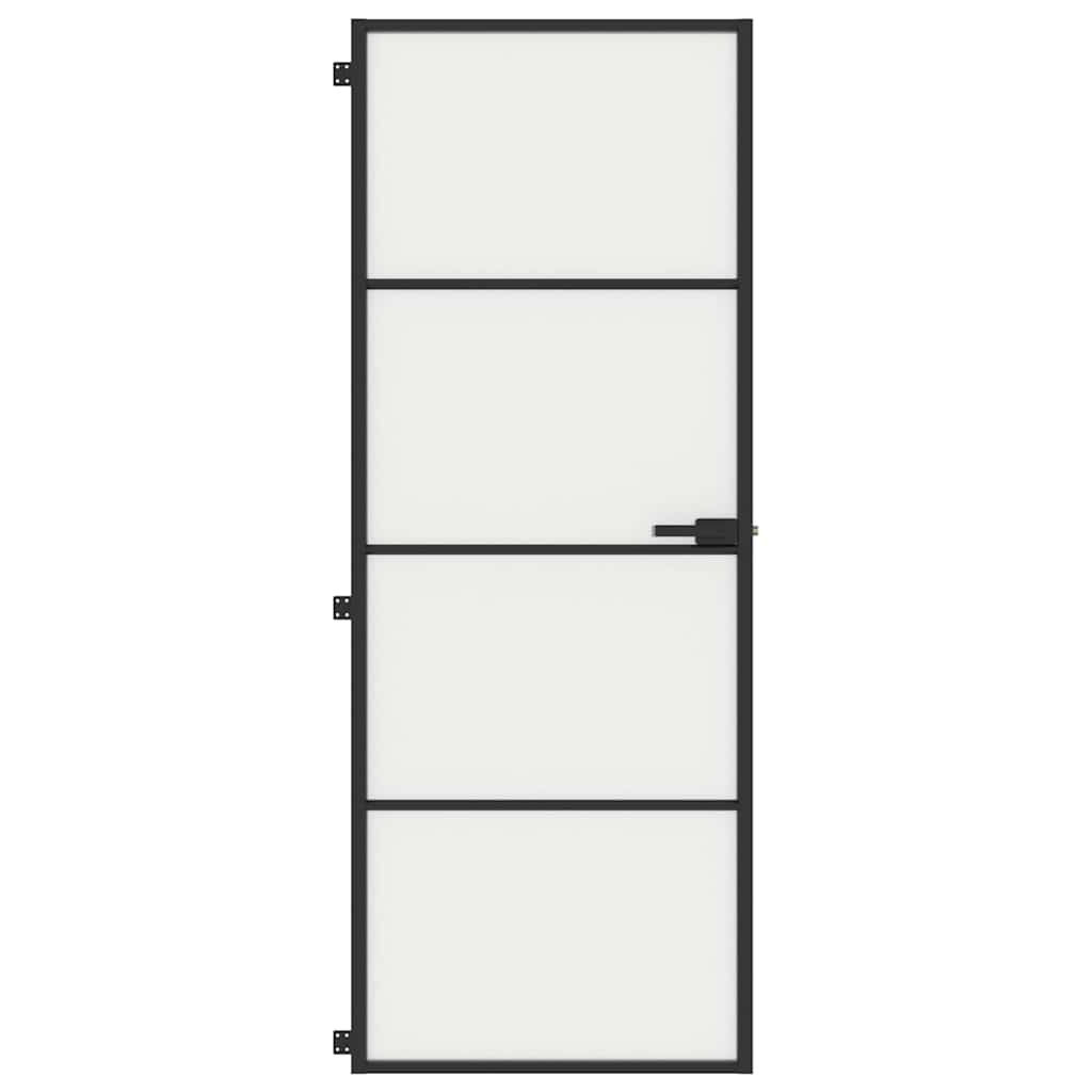 Interior Door Slim Black 76x201,5 cm Tempered Glass and Aluminium