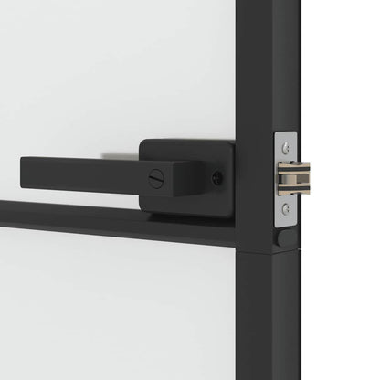 Interior Door Slim Black 76x201.5 cm Tempered Glass and Aluminium