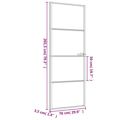 Interior Door Slim Black 76x201.5 cm Tempered Glass and Aluminium
