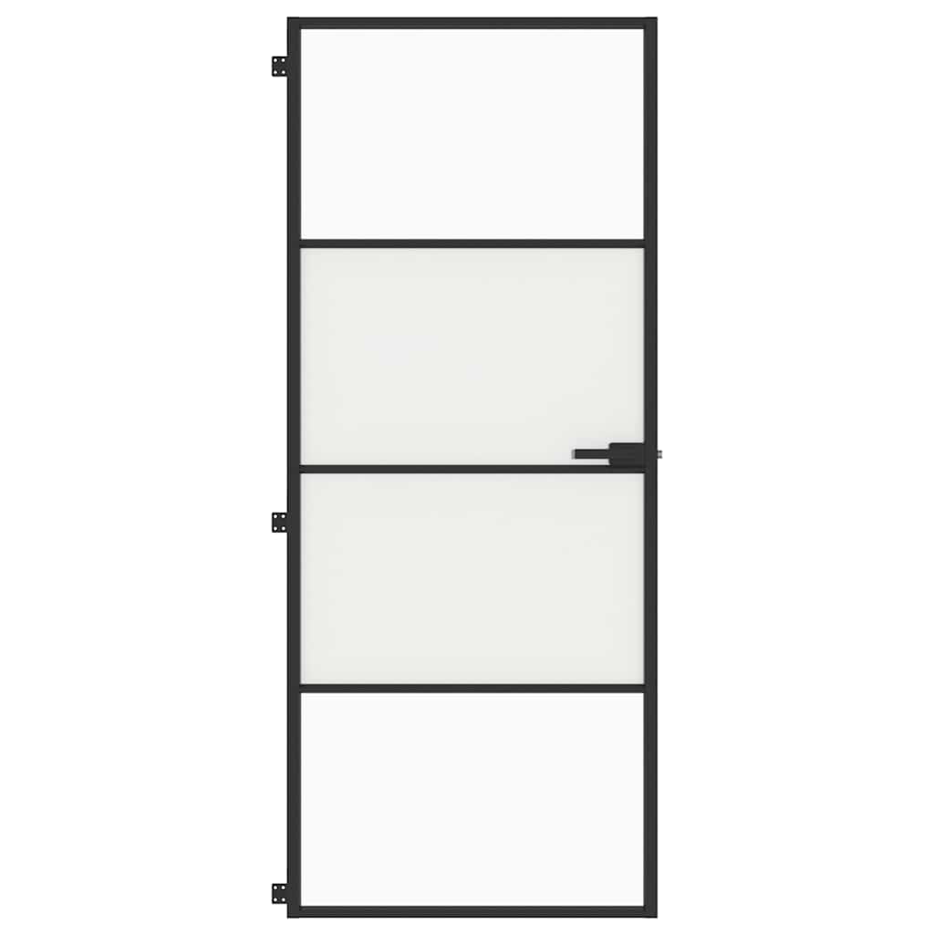 Interior Door Slim Black 83x201.5 cm Tempered Glass and Aluminium