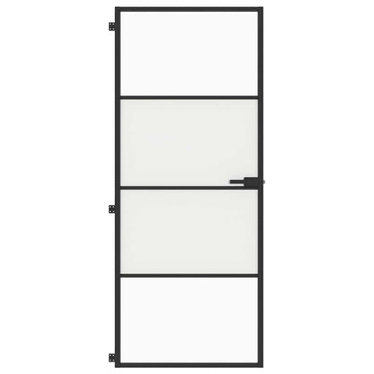 Interior Door Slim Black 83x201.5 cm Tempered Glass and Aluminium