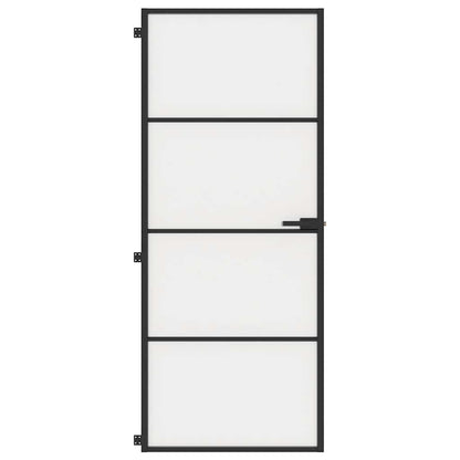 Interior Door Slim Black 83x201.5 cm Tempered Glass and Aluminium