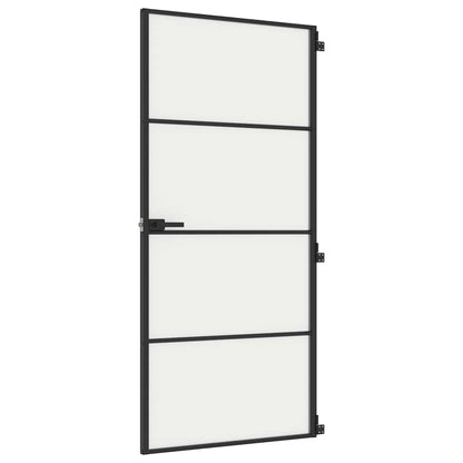 Interior Door Slim Black 93x201.5 cm Tempered Glass and Aluminium