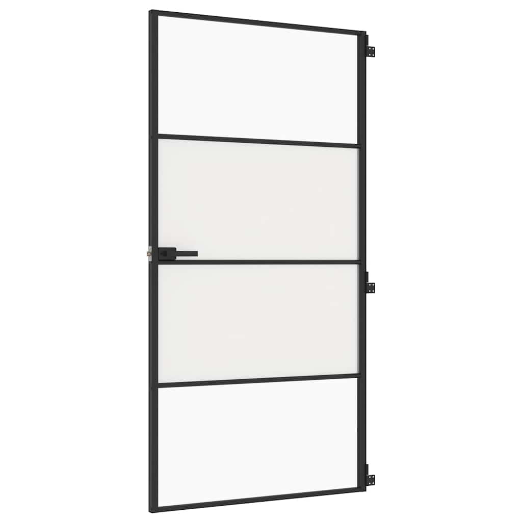 Interior Door Slim Black 102.5x201.5 cm Tempered Glass and Aluminium