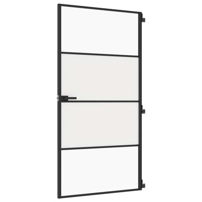 Interior Door Slim Black 102.5x201.5 cm Tempered Glass and Aluminium