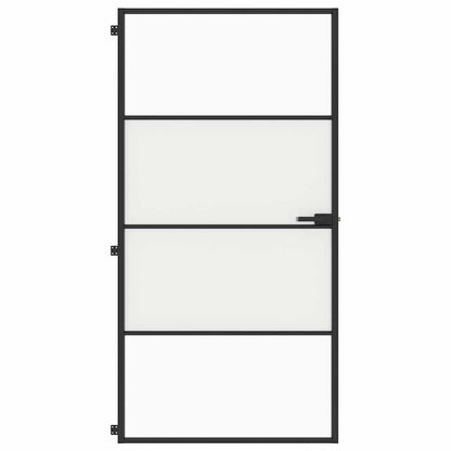 Interior Door Slim Black 102.5x201.5 cm Tempered Glass and Aluminium