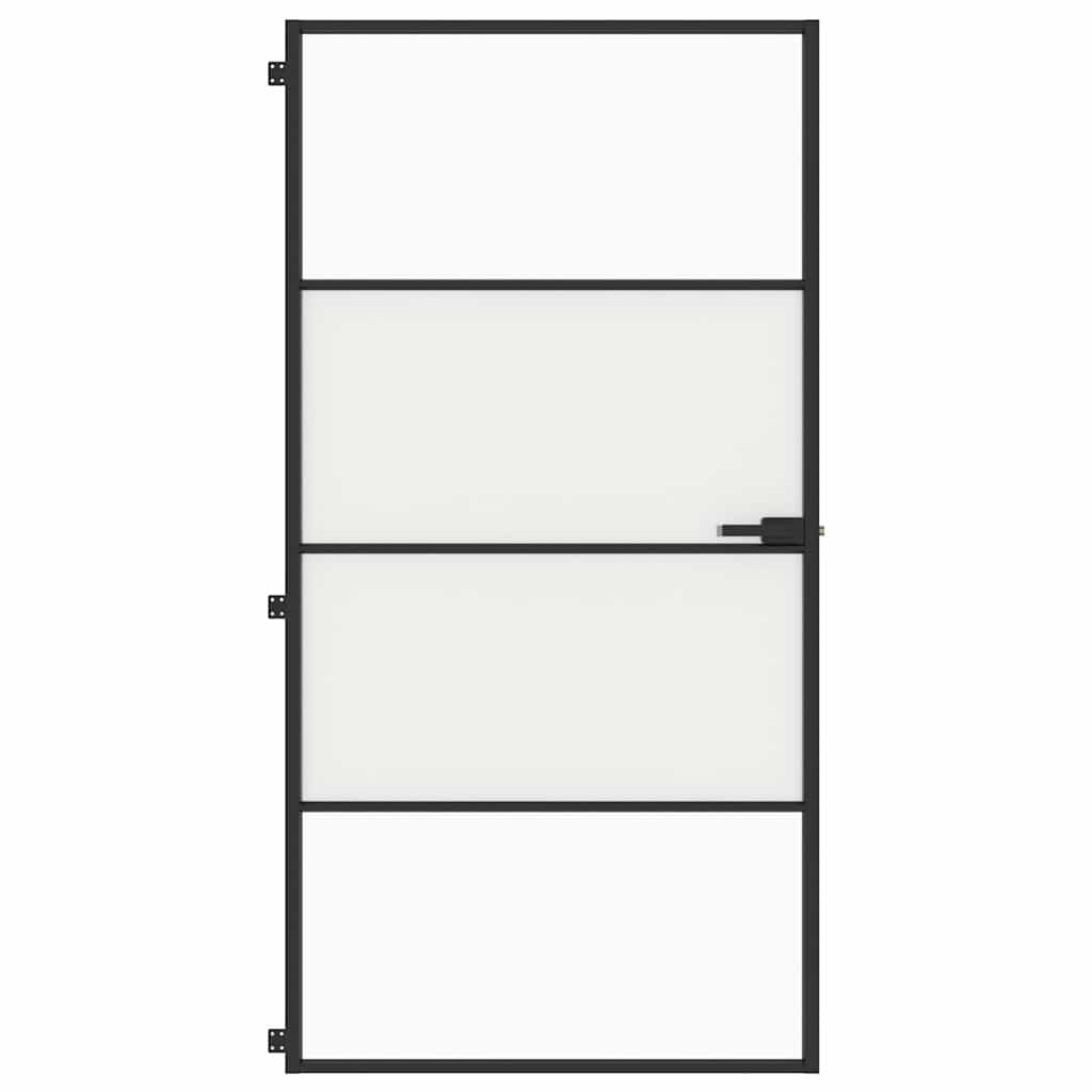 Interior Door Slim Black 102,5x201,5 cm Tempered Glass and Aluminium