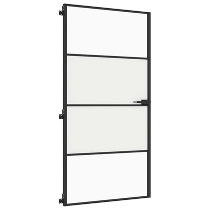 Interior Door Slim Black 102.5x201.5 cm Tempered Glass and Aluminium