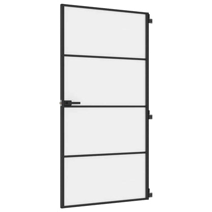Interior Door Slim Black 102.5x201.5 cm Tempered Glass and Aluminium