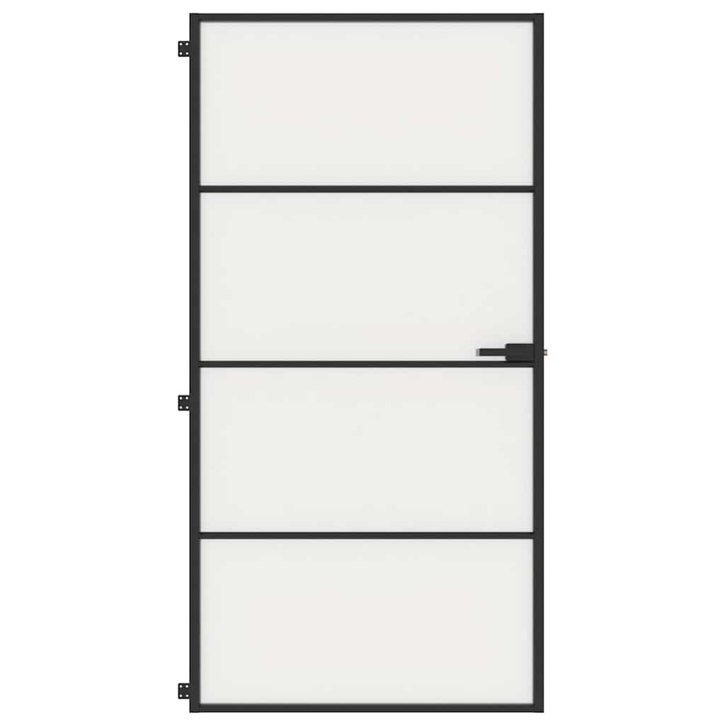Interior Door Slim Black 102.5x201.5 cm Tempered Glass and Aluminium