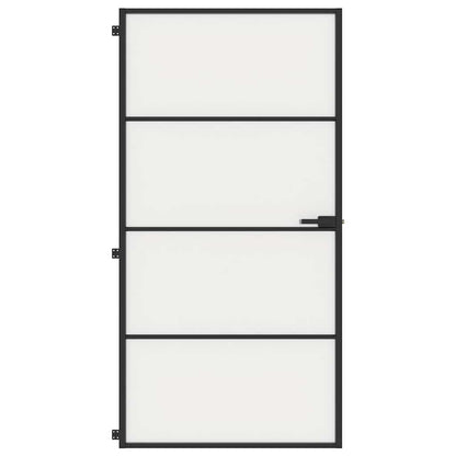 Interior Door Slim Black 102.5x201.5 cm Tempered Glass and Aluminium